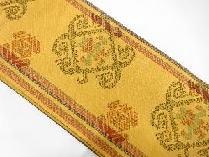 縞に抽象人物模様織り出し　袋帯